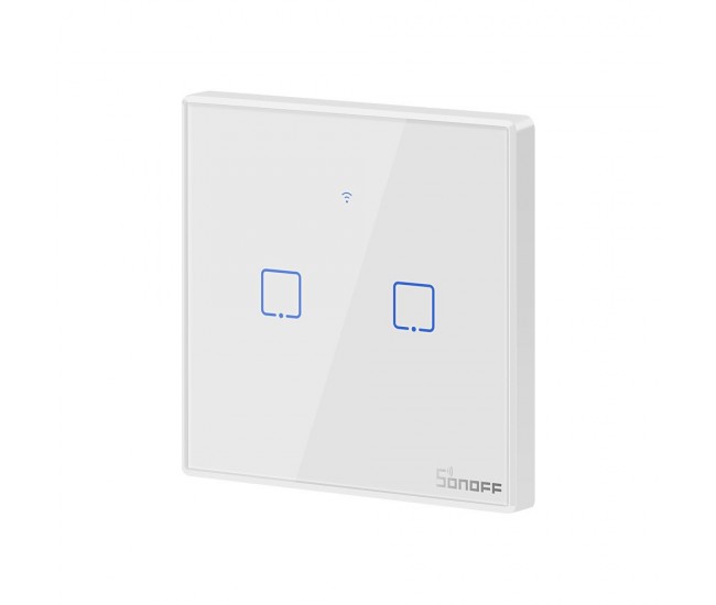 Intrerupator Smart  cu Touch WiFi + RF 433 Sonoff T2 EU TX, (2 canale)