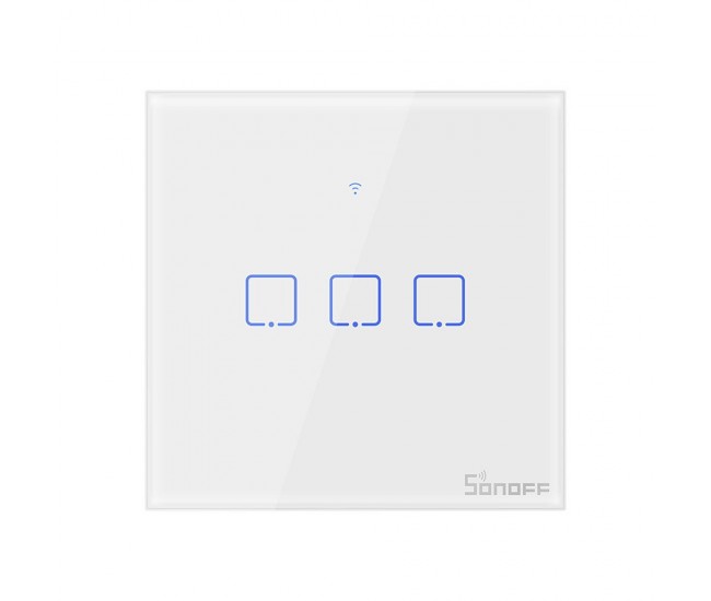 Intrerupator Smart  cu Touch  Sonoff T0 EU TX , WiFi, (3 canale)