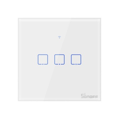 Intrerupator Smart  cu Touch Wifi + RF 433 Sonoff T1 EU TX, (3 canale)