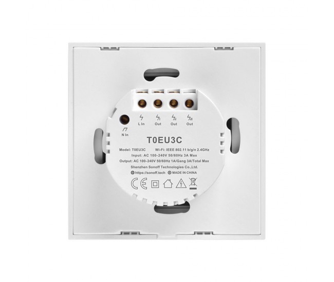 Intrerupator Smart  cu Touch Wifi + RF 433 Sonoff T1 EU TX, (3 canale)