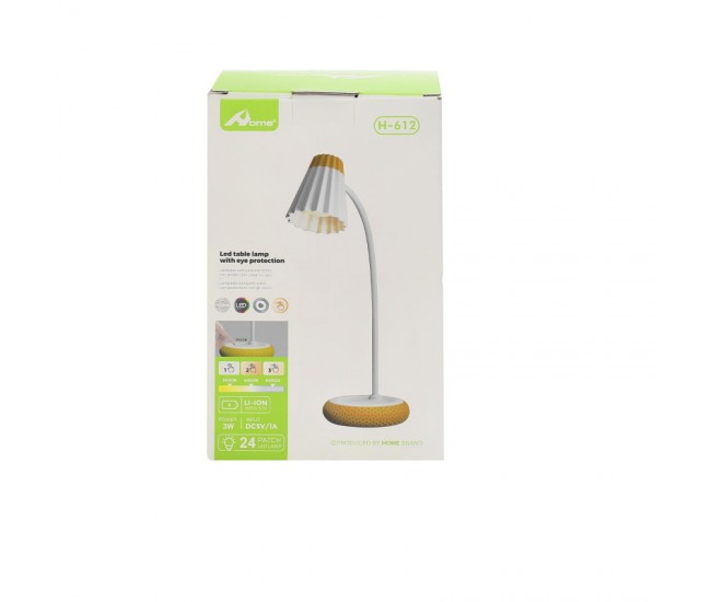 Lampa de birou LED Home H-612, Acumulator 1200mAh, Control touch, 3 moduri, Incarcare USB, 3W - Galben