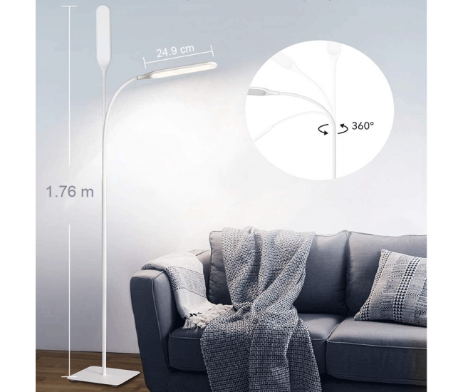 Lampa de podea LED TaoTronics TT-DL072, ajustabile 4 culori de culoare, 4 niveluri de luminozitate - Alba