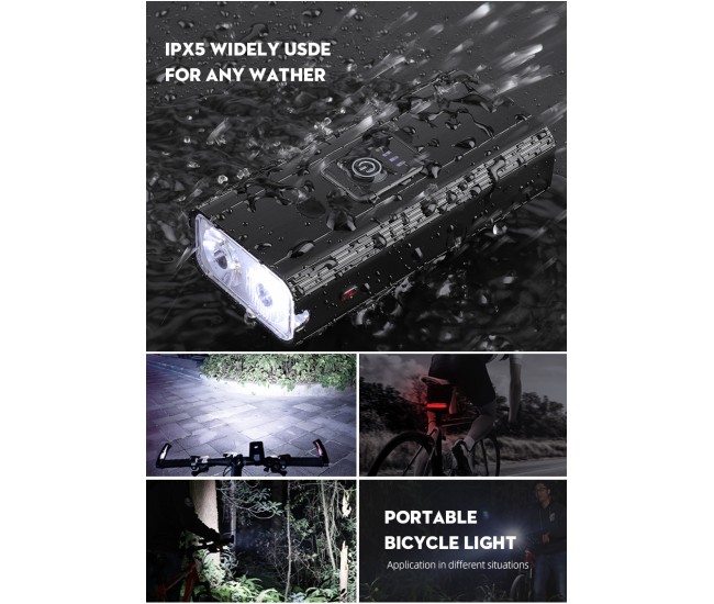 Lanterna LED pentru bicicleta Supfire GT-R3, 1400lumeni, 130m, acumulator 2400 mAh, USB