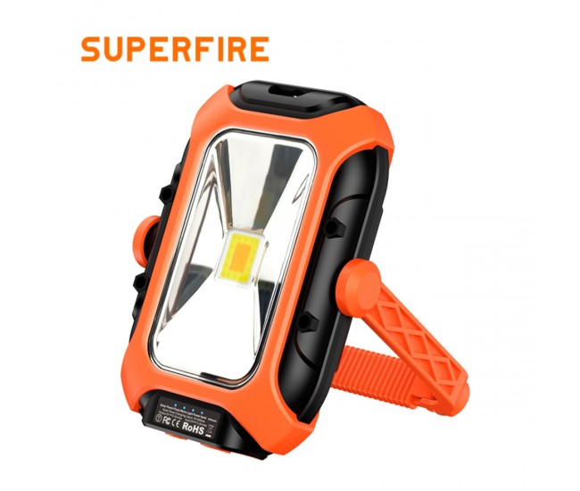 Lanterna LED Superfire GM05,  panou solar, 500 lumeni, acumulator 5200mAh, incarcare, USB-C