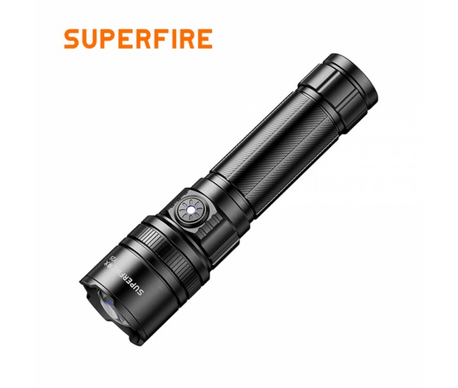 Lanterna LED Superfire Y25, Zoom, 600lm, 450M, 2000mAh, incarcare USB-C, 10W