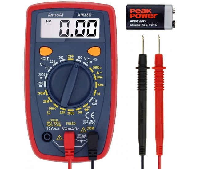 Multimetru digital AstroAI AM33D, 2000 Counts, Masurare continuitate