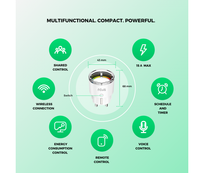 Priza inteligenta WiFi NOUS A1Z, 16A - ZigBee 3.0, Monitorizare energie