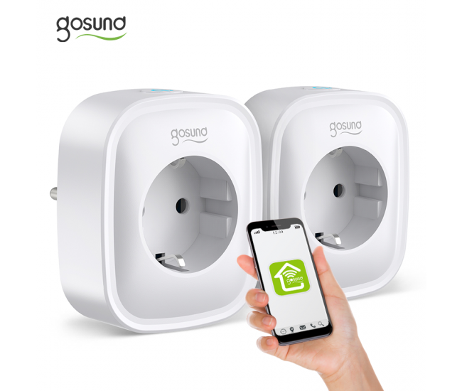 Set 2 prize inteligente WiFi Gosund SP112, 16A, 2X USB,Tuya, Monitorizare consum energie