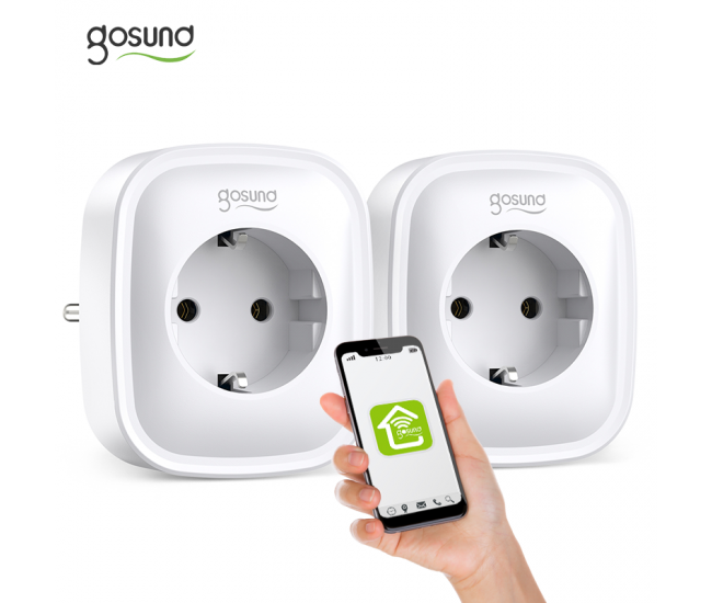 Set 2 prize inteligente WiFi Gosund SP112, 16A, 2X USB,Tuya, Monitorizare consum energie