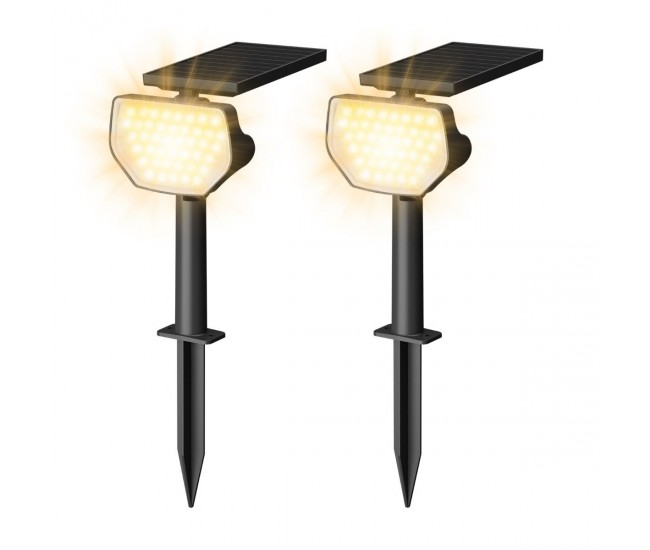 Set 2 bucati lampi solare LED Lepro PR510005, 43 leduri, IP65 lumina alba calda, 2 moduri