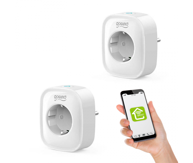 Set 2 prize inteligente WiFi Gosund SP1, 16A, Monitorizare consum energie, Smart Life, Tuya