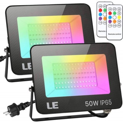 Set 2 proiectoare de podea LED RGB Lepro, Telecomanda , 50W, IP65 waterproof