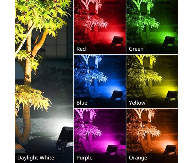 Set 2 proiectoare de podea LED RGB Lepro, Telecomanda , 15W, IP65 waterproof