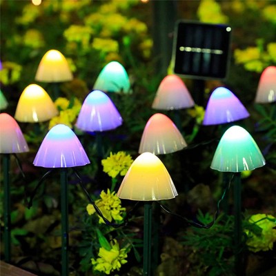 Set 30 lampi solare LED Rovo 01-RGB, ciupercute, lumina multicolora, 6.5m, 8 moduri
