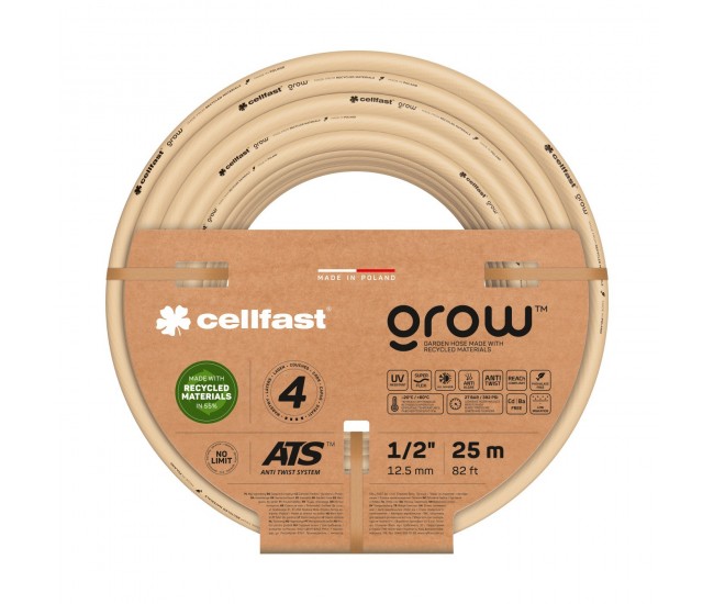 Set furtun pentru gradina Cellfast GROW 1 2   20m, protectie UV, antirasucire, pistol stropire, conectori, materiale reciclate