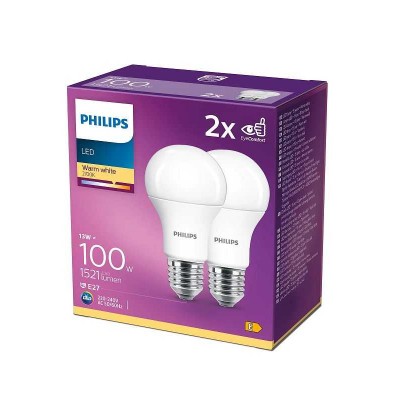 Set 2x Bec LED Philips E27 A60 13W (100W) 1521lm 2700K lumina calda 929001234531 2buc