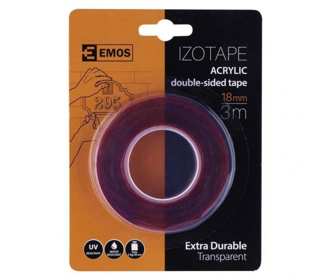 Banda dublu adeziva 3m x 18mm Transparent F6080 Emos