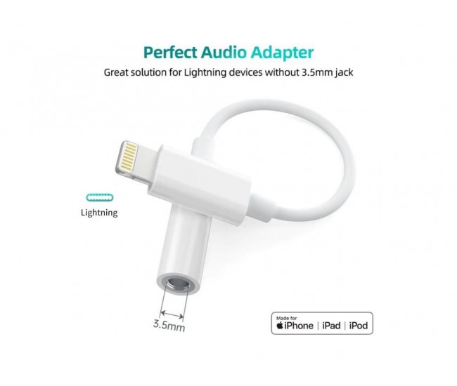 Adaptor Apple Lightning tata - Jack 3.5 mm mama alb AUX005 Choetech