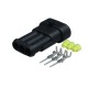 Set conector cablu Superseal 1.5 tata mufa 3 pin 3 pini inclusi + 3 garnituri incluse IP67 TE Connectivity 282105-1-SET-M