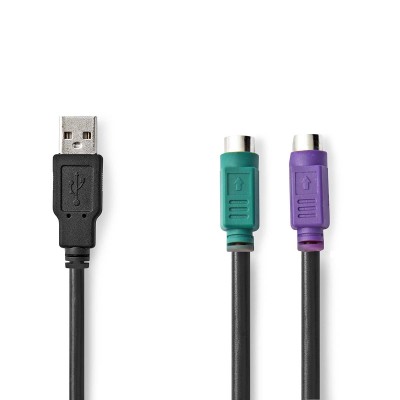 Cablu USB-A tata - 2x PS/2 mama tastatura/mouse Nedis 0.3m negru CCGB60830BK03
