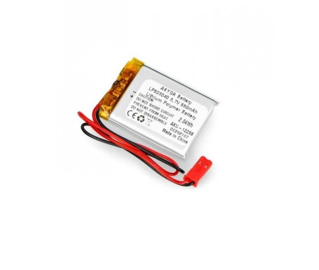 Acumulator Lithium Poliymer 12206 550mAh 1S 3.7V conector JST-BEC 40x30x5mm AKYGA Battery