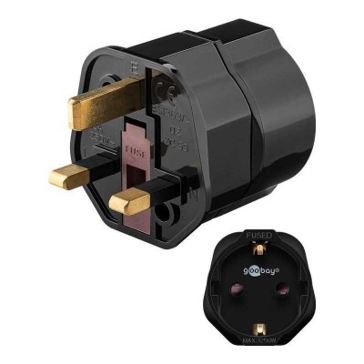 Adaptor priza SCHUKO la UK ANGLIA negru GOOBAY