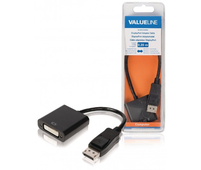 Cablu adaptor DisplayPort la DVI-D 24+1 mama 0.2m Valueline