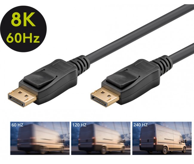 Cablu 3m DisplayPort v1.4 - DisplayPort v.14 HDCP 2.2 fire Cupru negru Goobay 65810