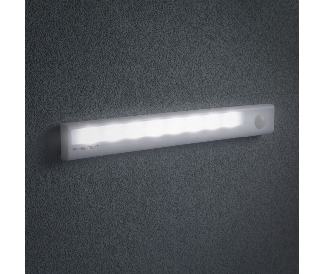 Lumina LED pentru mobilier 4x AAA cu senzor de miscare PIR infrarosu si iluminare 235x30x21mm Phenom