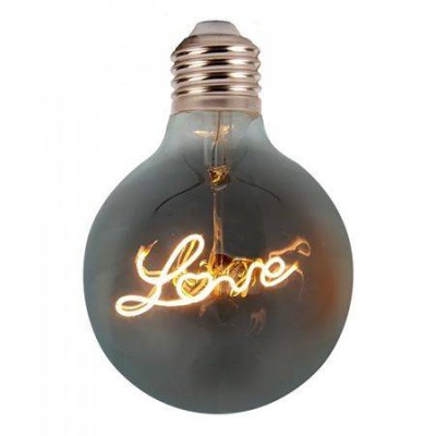 Bec LED G125 E27 5W 70lm cu filament 2200K alb cald model LOVE V-TAC