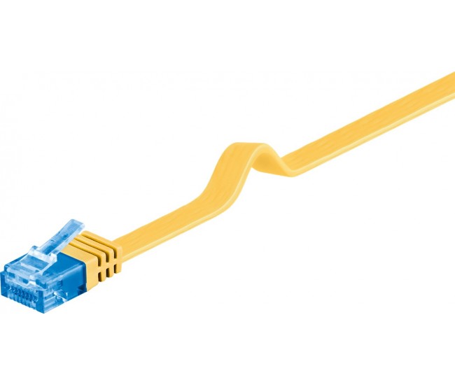 Cablu plat Cat6A UTP 2m 500MHz RJ45 cupru galben Goobay