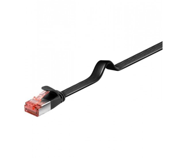 Cablu plat CAT6 FTP RJ45-RJ45 1m cupru 250MHz negru Goobay 94231