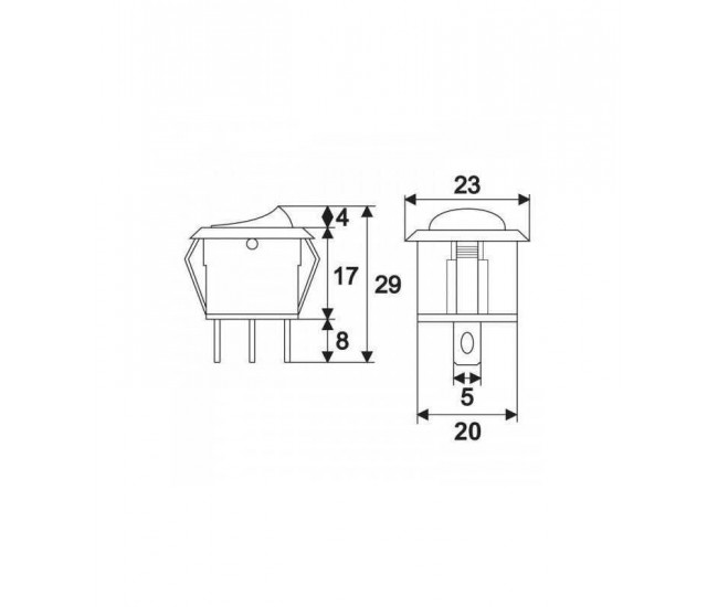 Interupator basculant 1 circuit 3 pini 6A 250V ON-OFF verde cu retinere