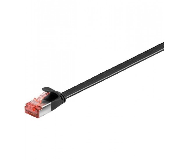 Cablu plat CAT6 FTP RJ45-RJ45 1m cupru 250MHz negru Goobay 94231