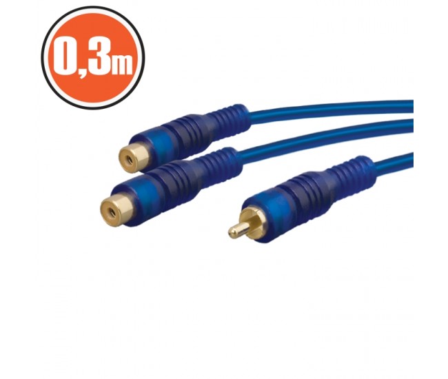 Cablu adaptor RCA la 2x RCA mama 0.3m