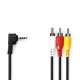 Cablu audio-video Jack 3.5 mm tata - 3x RCA tata 2m negru Nedis CVGP22400BK20