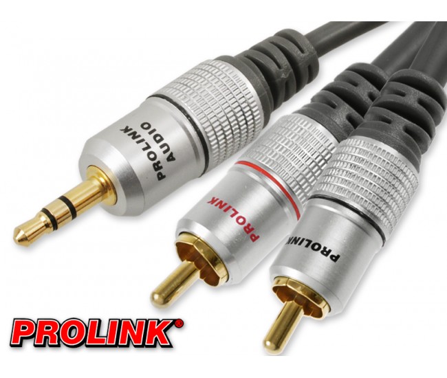 Cablu Jack 3.5 mm mufa tata - tata RCA mufa x2 10m negru PROLINK TCV3420-10.0