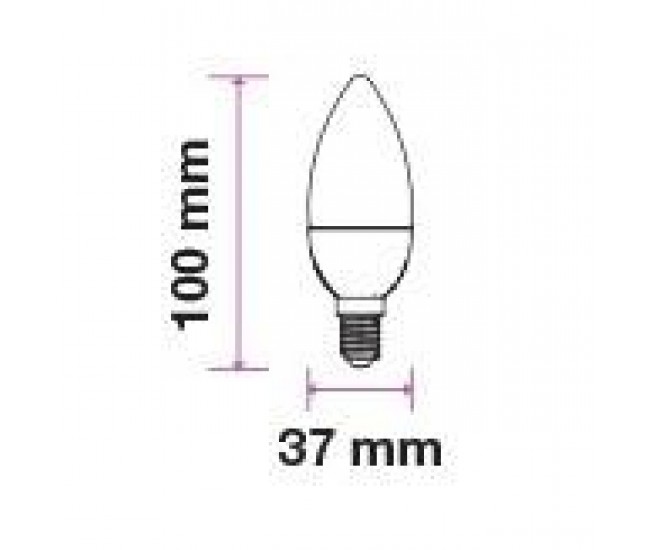 Bec LED E14 C37 5.5W 470lm 6000K alb rece CIP SAMSUNG V-TAC