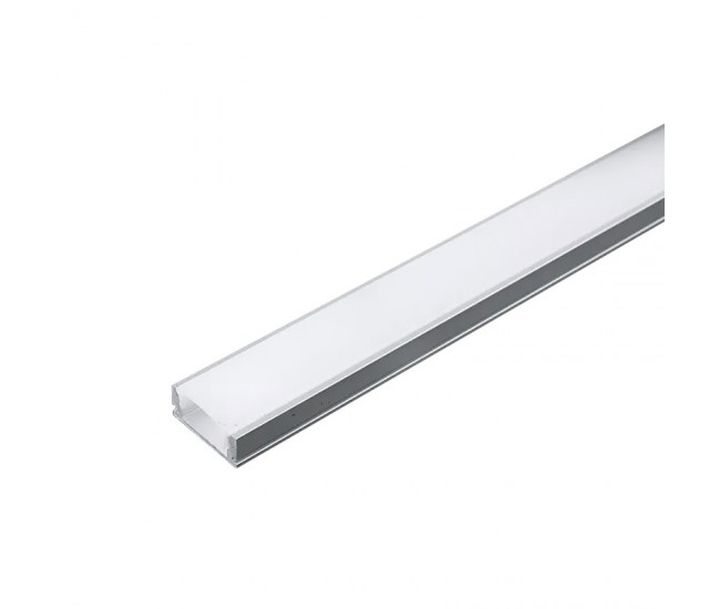 Profil aluminiu 2m pentru Banda LED 17.4mm x 7mm cu difuzor alb mat si accesorii prindere/capace V-TAC