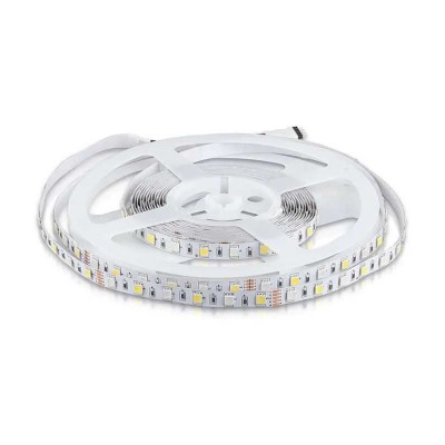 Banda LED SMD5050 60LED/m RGB +alb rece 6500K 12V IP20 5m V-TAC SKU-212159