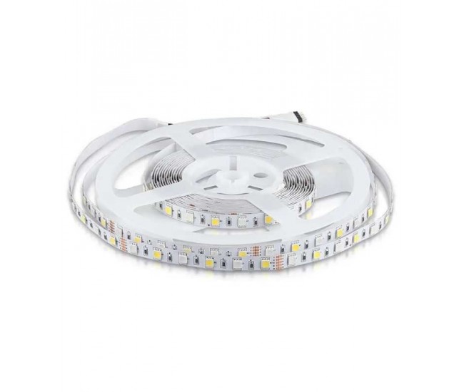 Banda LED SMD5050 60LED/m RGB +alb rece 6500K 12V IP20 5m V-TAC SKU-212159