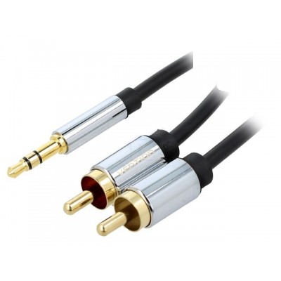 Cablu audio Jack 3.5 mm - 2x RCA 1m ecanat aurit VENTION BCFBF