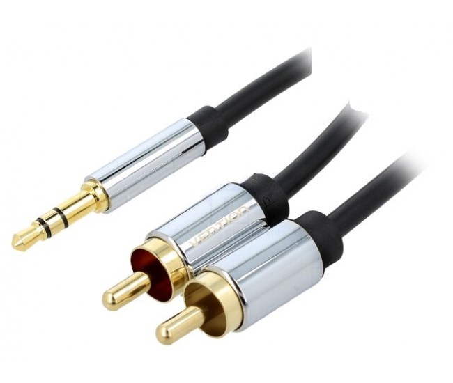 Cablu audio Jack 3.5 mm - 2x RCA 1m ecanat aurit VENTION BCFBF