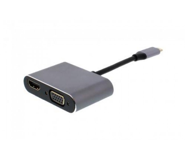 Adaptor USB Type C 3.1 - HDMI 4K 30Hz si VGA 1080p 60Hz Well