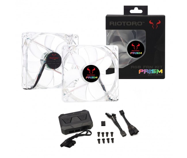 Set controller + 2 ventilatoare Riotoro Prism 120mm iluminare RGB FRGB256-168X