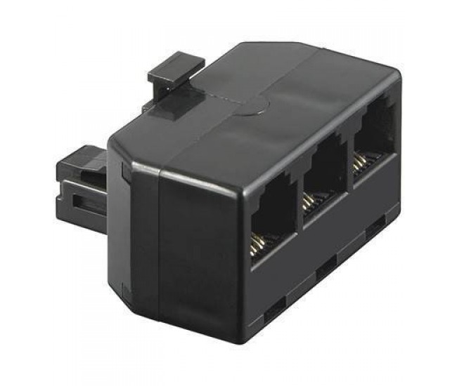 Adaptor RJ11 tata la 3x RJ11 mama negru Goobay