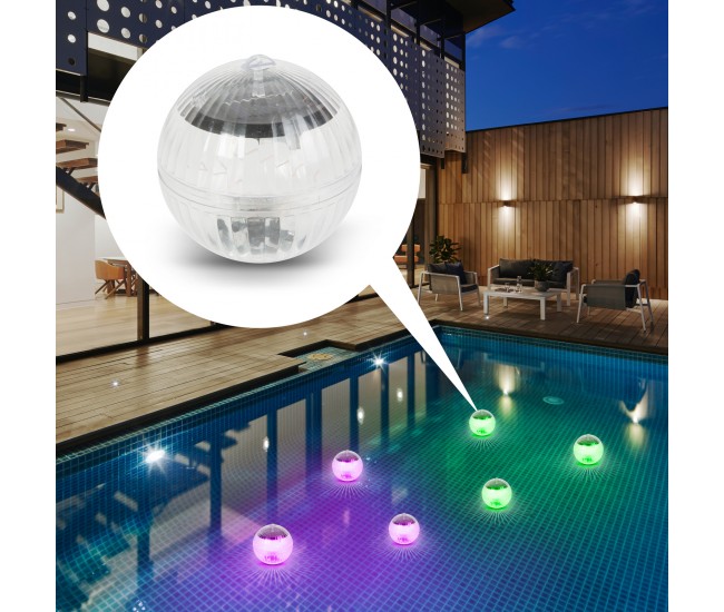 Dispozitiv iluminare solara pentru piscina LED RGB 10cm cu acumulator Phenom