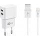 Incarcator dual Apple Lightning USB 2.4A 12W 1m alb Goobay