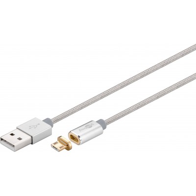 Cablu USB 2.0 cu mufa magnetica micro USB 1.2m argintiu Goobay