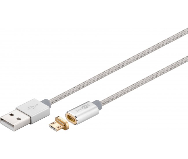 Cablu USB 2.0 cu mufa magnetica micro USB 1.2m argintiu Goobay